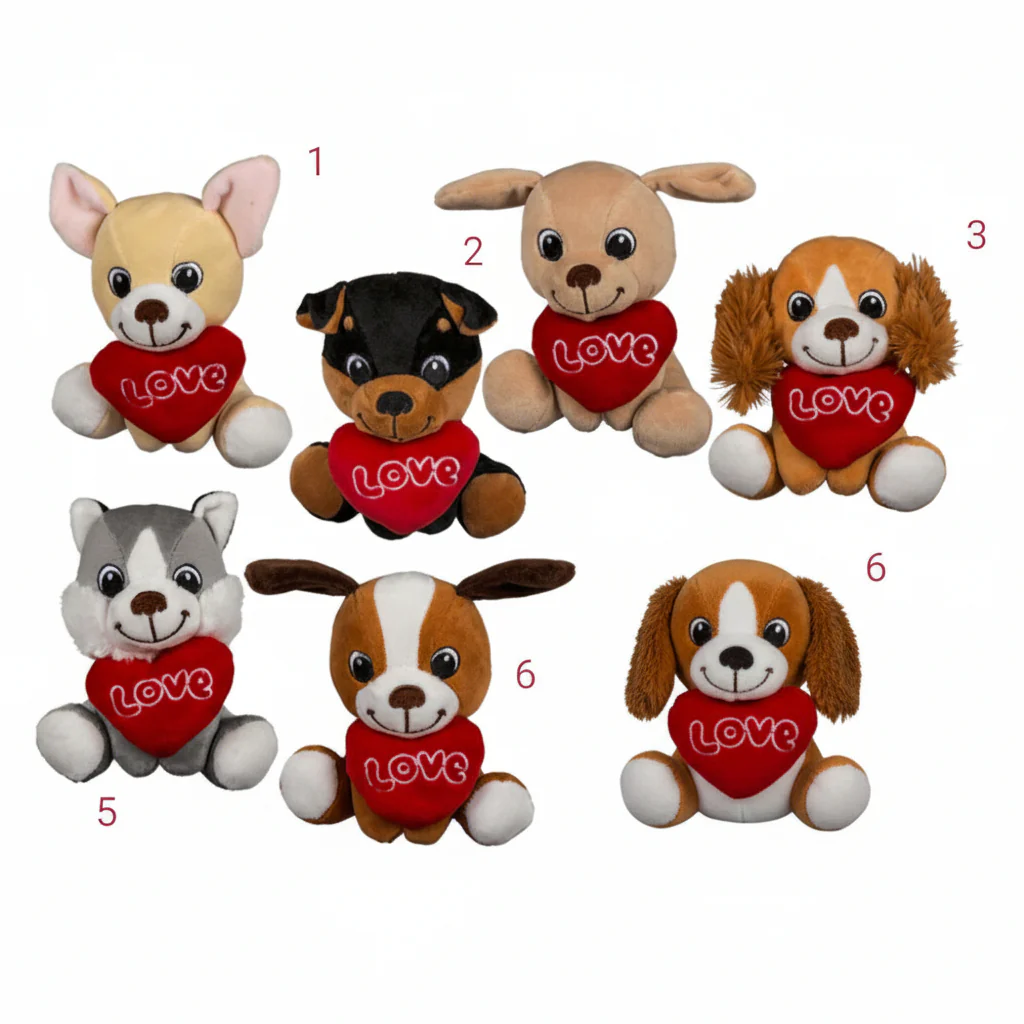 Plush Dogs with Heart 14cm
