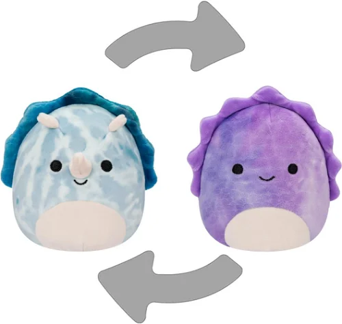 Plush Squishmallows Flip-A-Mallow Delilah the Dino/Jerome the Triceratops - Image 3