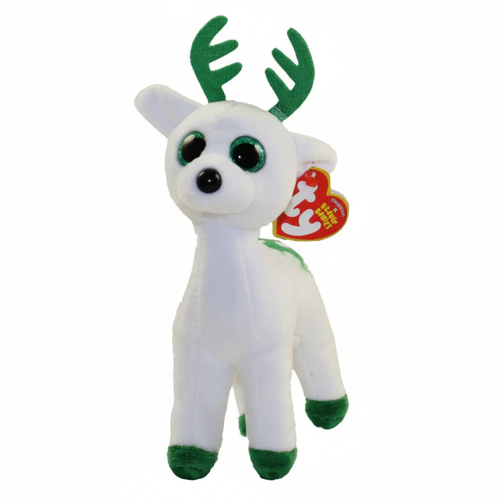 Plush Ty Beanie Babies Peppermint White Reindeer 15cm