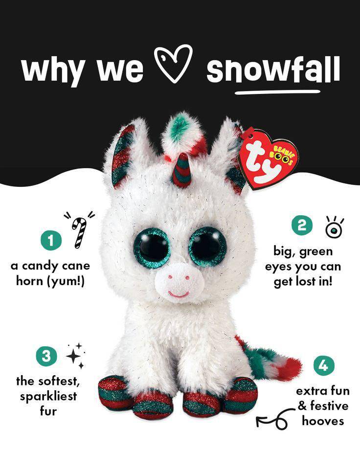 Plush Ty Beanie Boos Snowfall Christmas Unicorn 15cm - Image 3