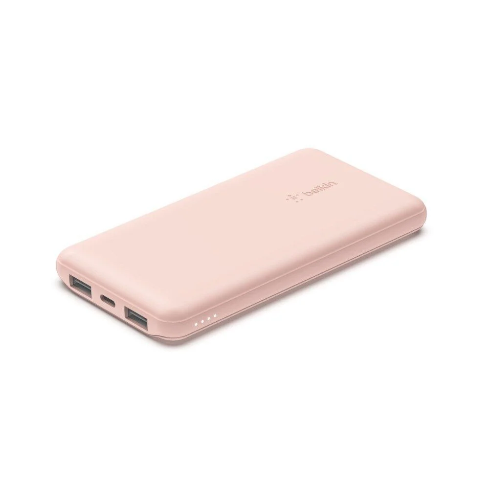 Power Bank 10,000mAh Belkin BoostCharge , 2x USB-A  1x USB-C Ports , up to 15W Fast Charge , Pink , BEL-0026