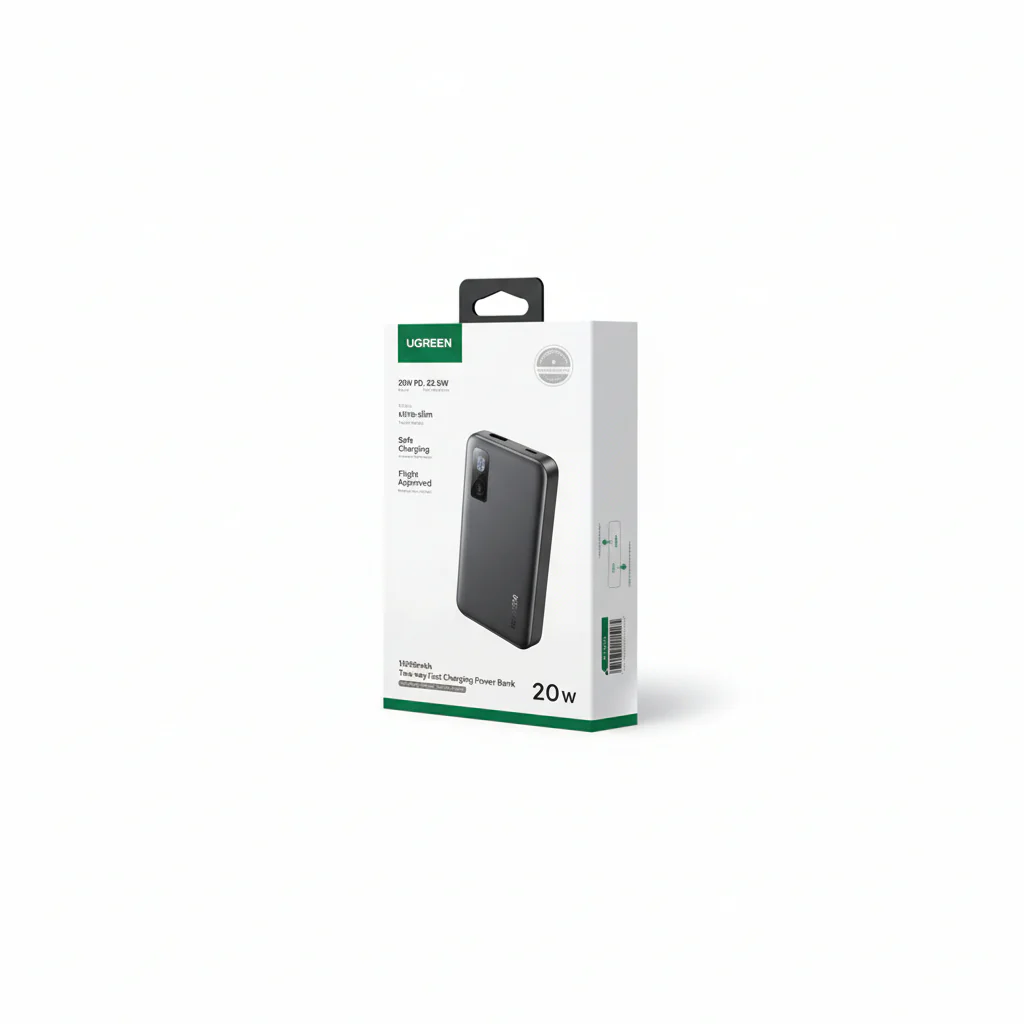 Power Bank 10,000mAh Ugreen Two-way Fast Charging , 1x USB-C 20W PD Input/Output , 1x USB-A 22.5W output , Black , Model PB311 , 25742