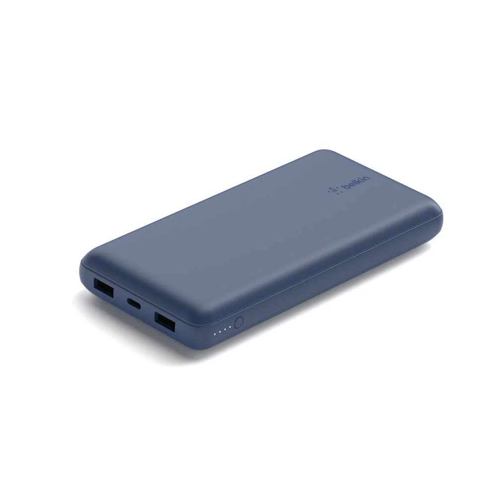 Power Bank 20,000mAh Belkin BoostCharge , 2x USB-A  1x USB-C Ports , up to 15W Fast Charge , Blue , BEL-0036