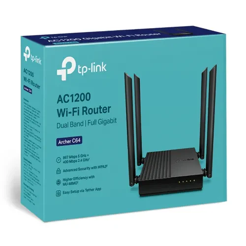 Router TP -Link Archer C64 AC1200 , Dual Band 5Ghz & 2.4Ghz , Wireless 5 / WiFi5 , 1xWAN Gigabit 4xLAN Gigabit , Archer C64 - Image 2