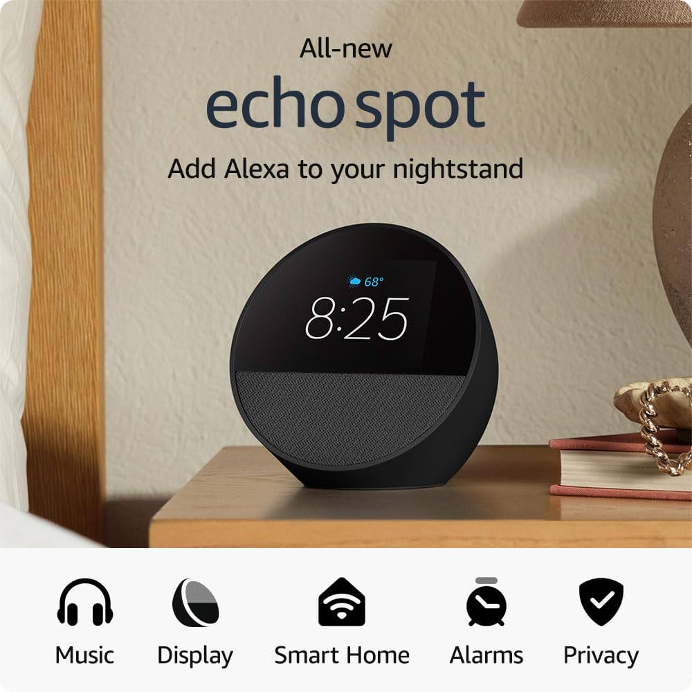 Smart Alarm Clock Amazon Echo Spot Black - Image 4