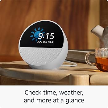 Smart Alarm Clock Amazon Echo Spot Glacier White - Image 4