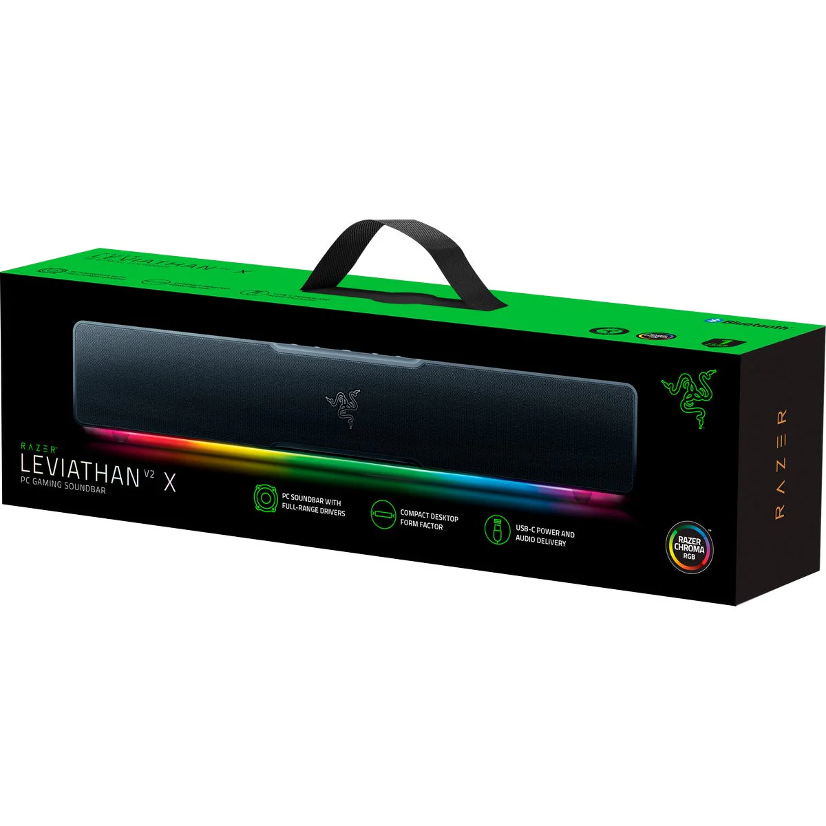 Speaker Razer Leviathan V2 X , Bluetooth and USB-C , Gaming Soundbar , Chroma RGB , Black , RZ05-04280100-R3M1