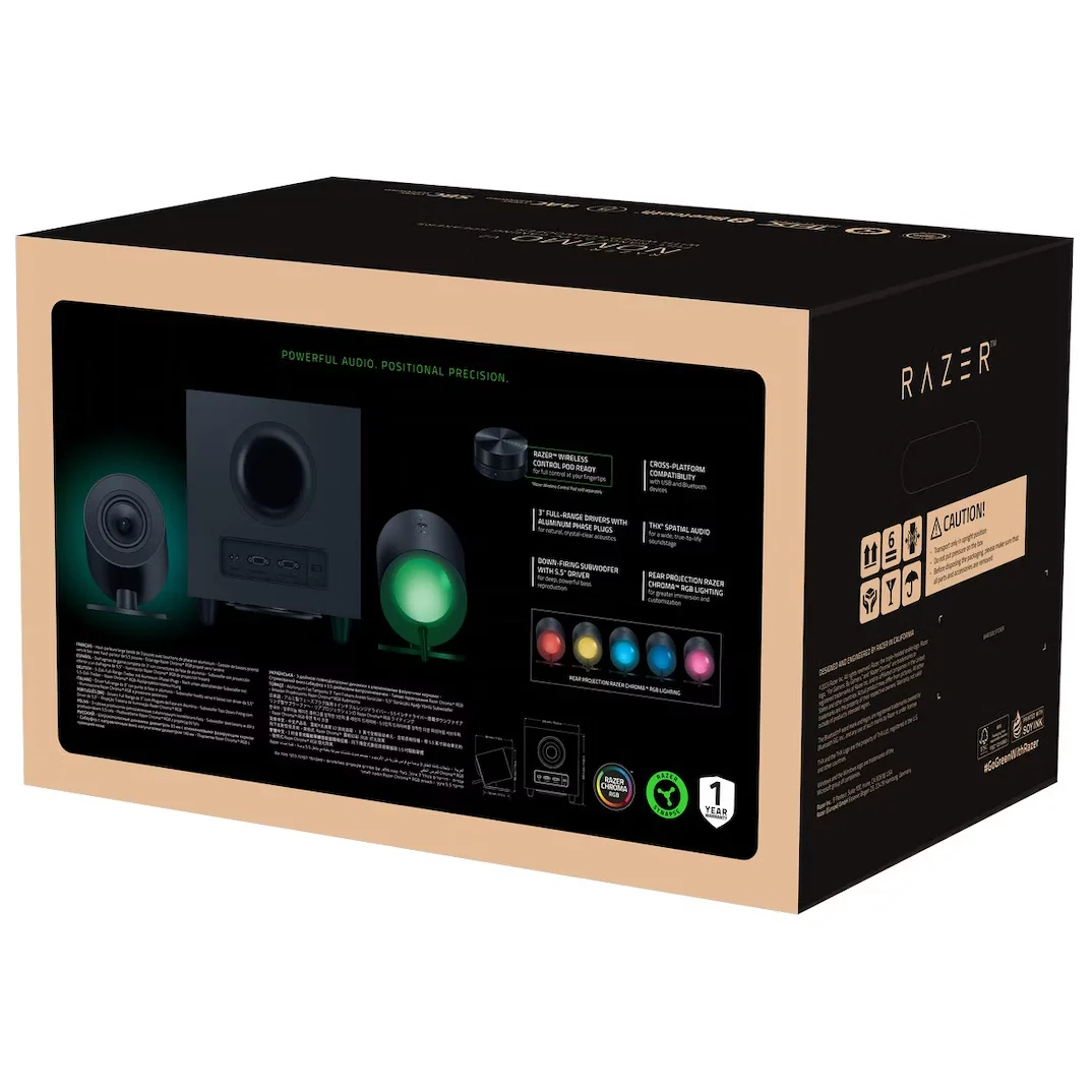 Speaker Razer Nommo V2 , 2.1 System , THX , USB/Bluetooth , PC/PS5/Mobile , Black , RZ05-04750100-R3G1 - Image 2