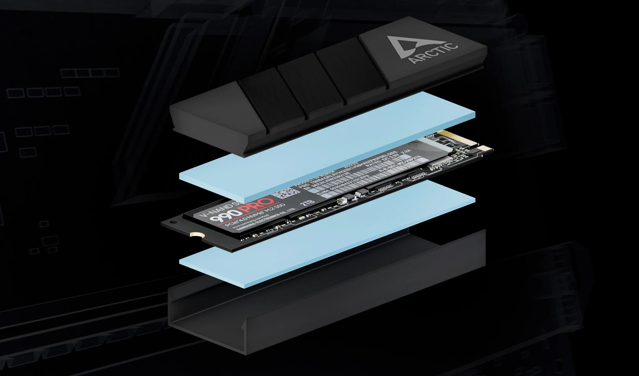SSD Accessory Cooler M.2 SSD Arctic M2 PRO , Black , ACOTH00001A - Image 2