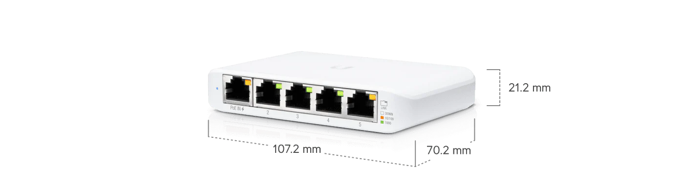 Switch 5 Ports Ubiquiti UniFi USW Flex Mini , 5x Gigabit Ethernet RJ45 10/100/1000  1x PoE port  , Managed , USW-Flex-Mini - Image 3