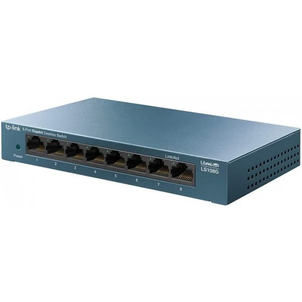 Switch 8 Porta Gigabit TP-Link LiteWave , 8x Gigabit Ethernet RJ45 , Steel housing , TL-LS108G
