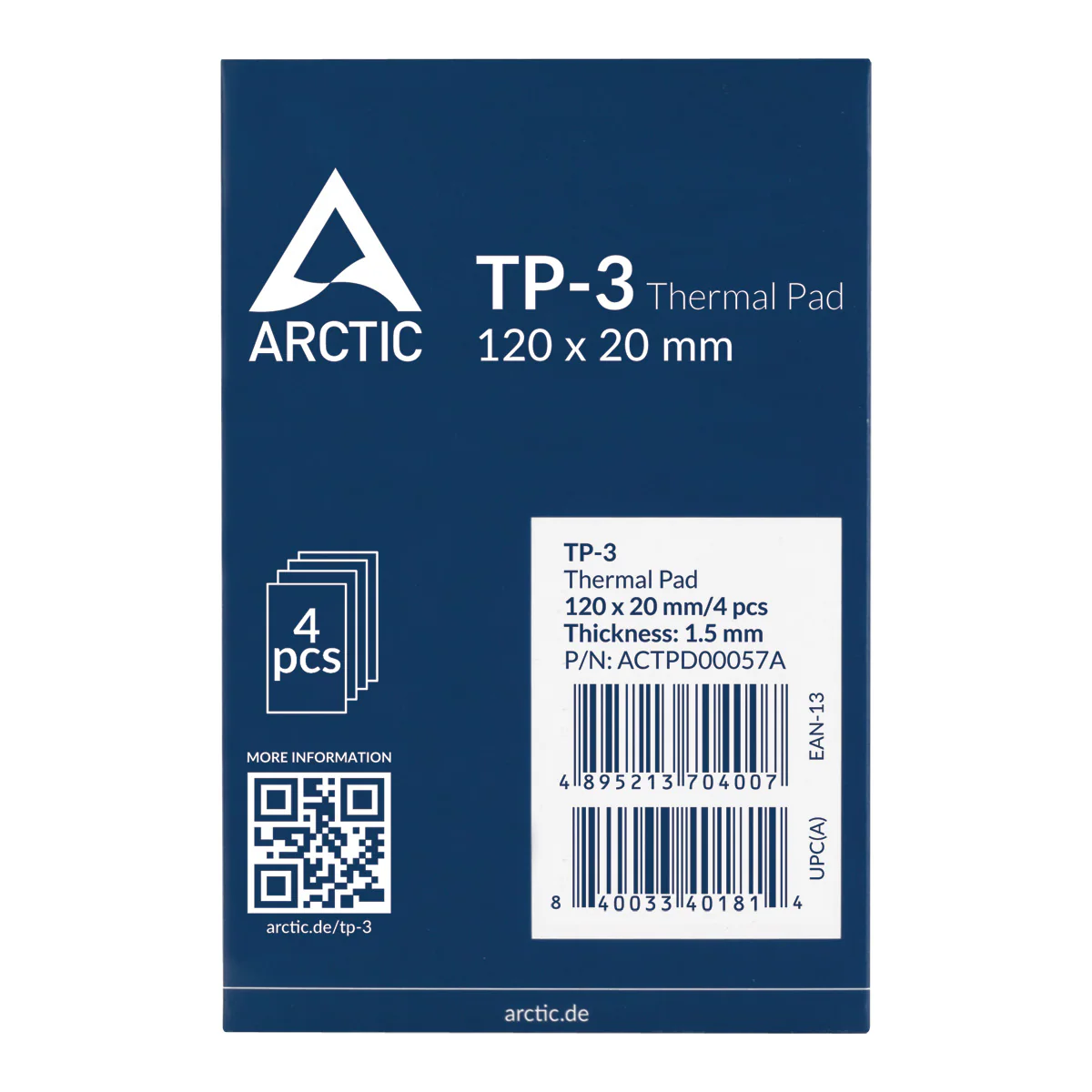 Thermal Paste ARCTIC TP-3 , 120mm 20mm 1.5mm , 4 Pack , Thermal Pad , ACTPD00057A - Image 2