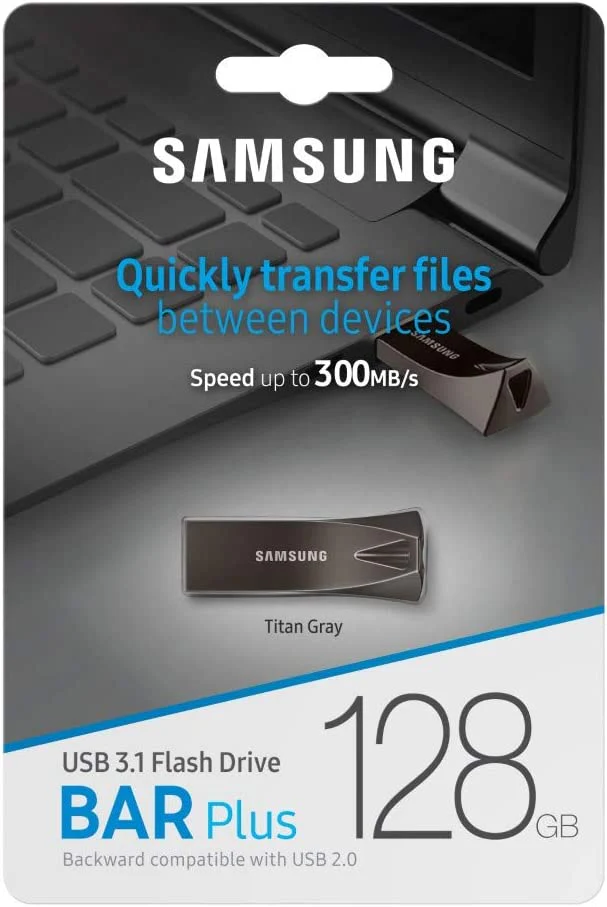 USB-A Flash Drive 128GB Samsung Bar Plus , USB-A 3.1 , Titan grey , MUF-128BE4/APC - Image 2