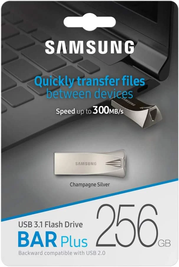 USB-A Flash Drive 256GB Samsung Bar Plus , USB-A 3.1 , Silver , MUF-256BE3/APC - Image 2