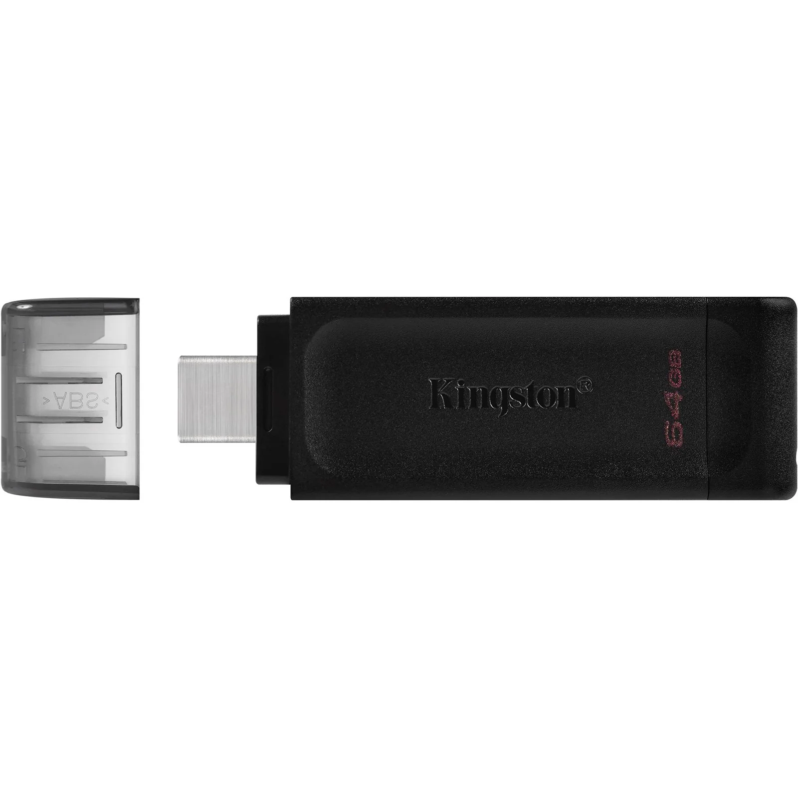 USB-C 64GB Flash Drive Kingston DataTraveler 70 , USB 3.2 Gen1 , Black , DT70/64GB