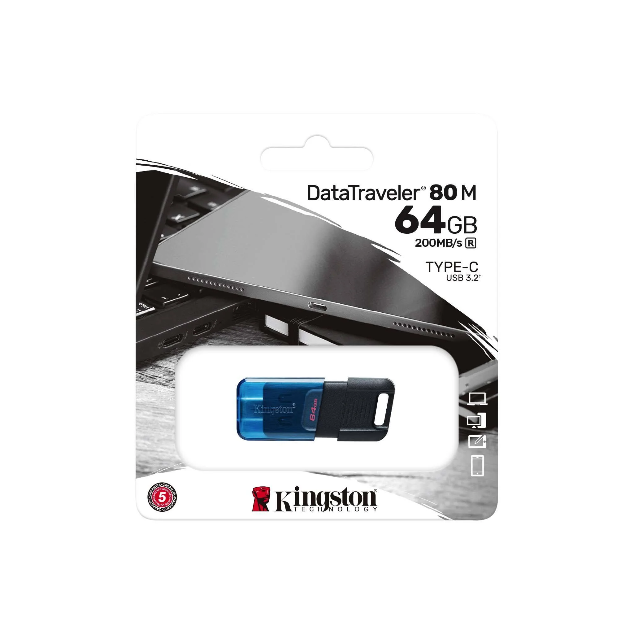 USB-C 64GB Kingston DataTraveler 80 M USB 3.2 Gen1 Flash Drive , DT80M/64GB - Image 3