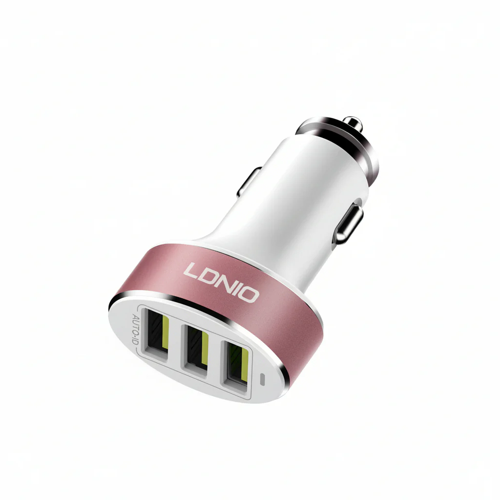 Usb Car Charger Ldnio 3xUSB Ports 5.1A Lightning Cable