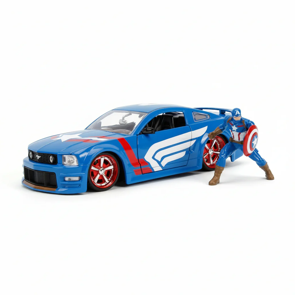 Vehicle Jada Marvel Ford Mustang GT 2006 With Captain America 1:24
