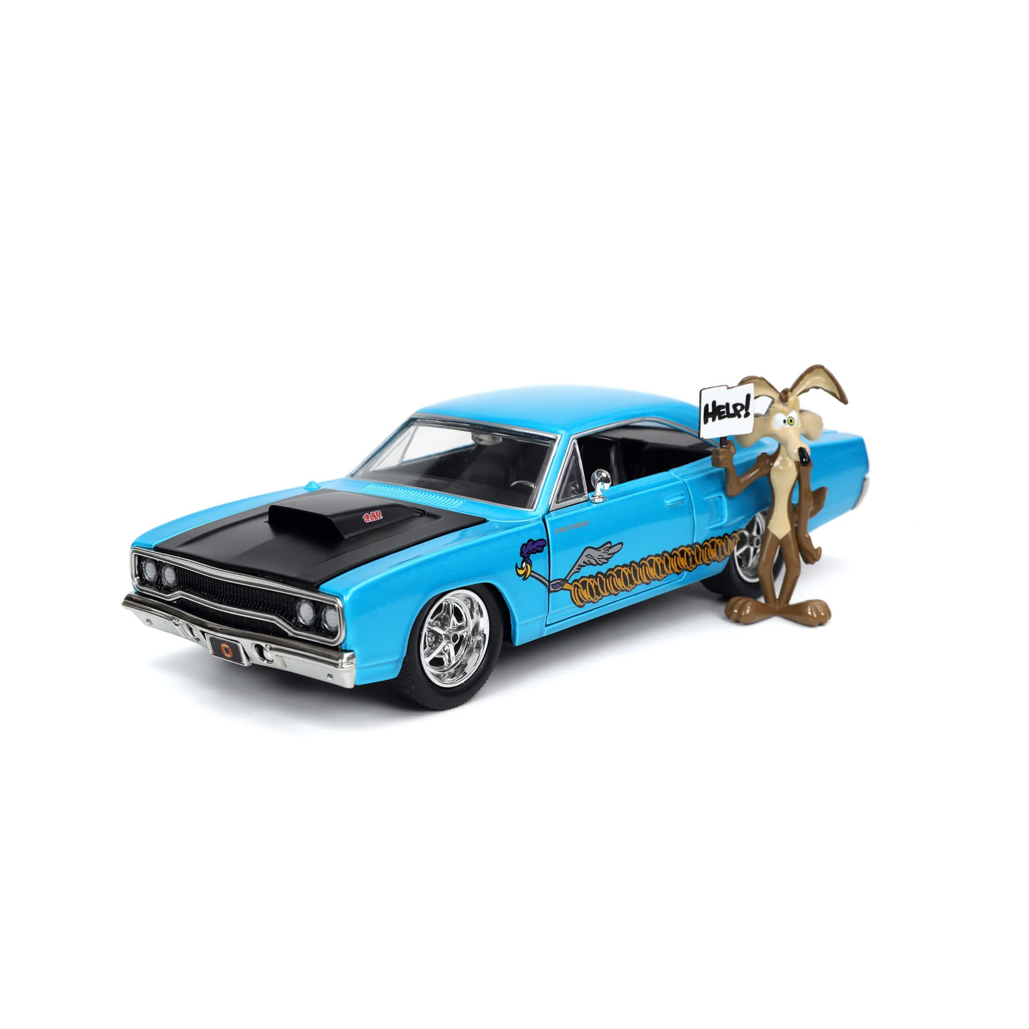 Vehicle Jada Plymouth Road Runner 1970 With Wile E. Coyote Looney 1:24 - Image 3