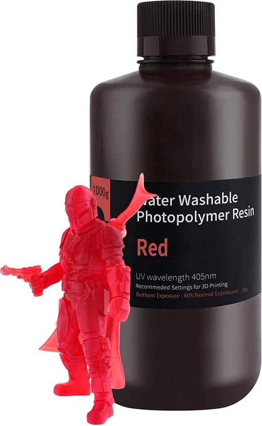 Water Washable Resing Elegoo 1kg Clear Red - Image 2